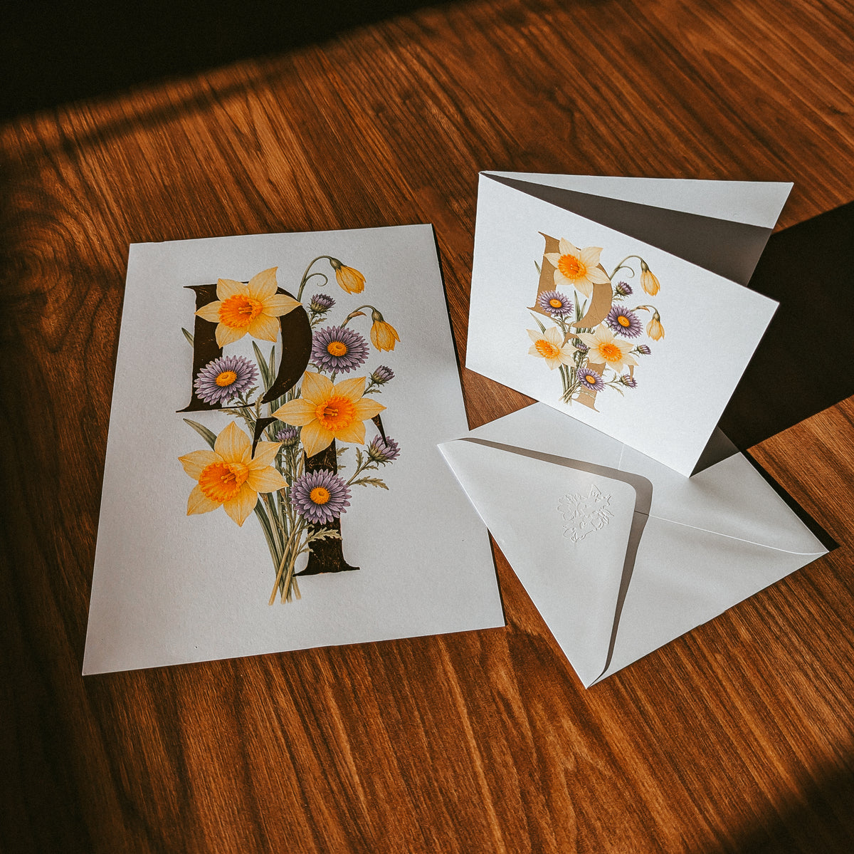 Couple's Initial Flower Card & Print
